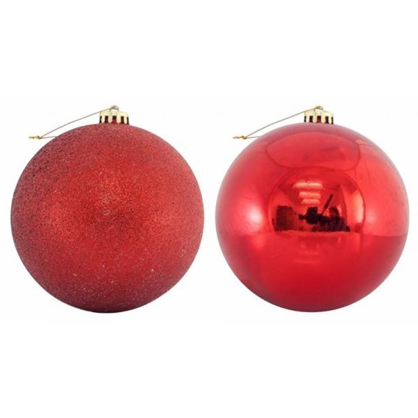 Χριστουγεννιάτικες Μπάλες Κόκκινες Οροφής - Σετ 2 τεμ. (20cm)